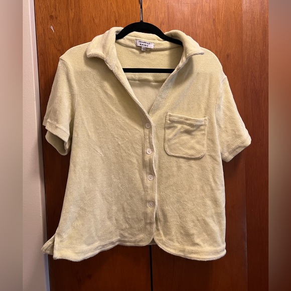 Frankies Bikinis Yellow Terry Button Up Shirt - Large - Picture 2 of 2